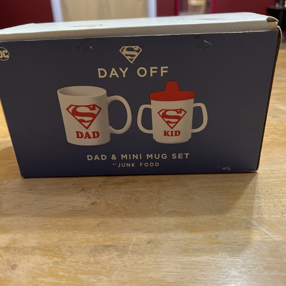 Day Off Dad & Kid Mug Set - White with Red Accents